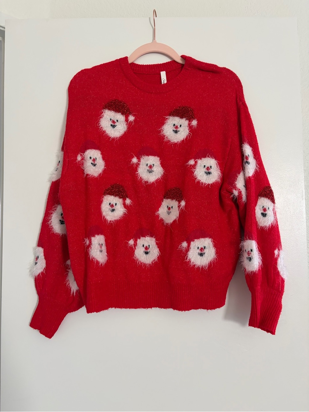 Festive Red Santa Face Christmas Sweater